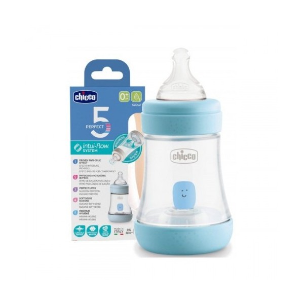 Chicco biberon perfect 5 bleu silicone 0m,150ml
