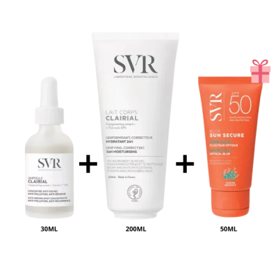 SVR PACK CLAIRIAL AMPOULE 30ML + CLAIRIAL LAIT CORPS 200ML + ECRAN SVR BLUR 50ML (OFFERT)